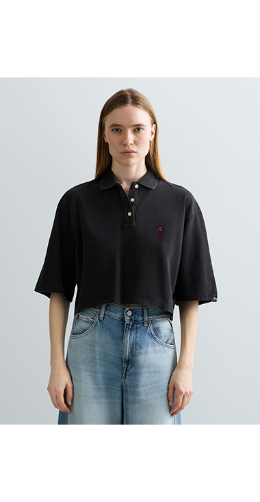 コットンピケクロップドポロシャツ